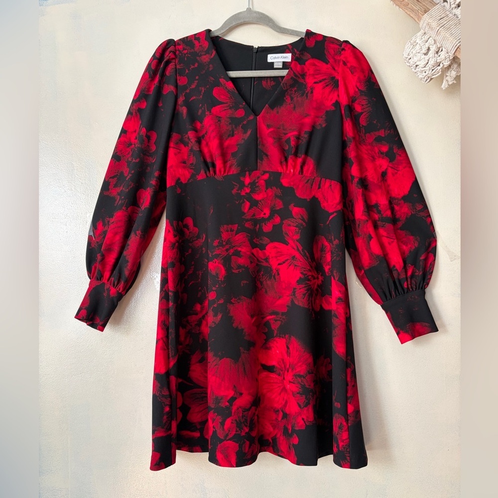 Women’s Calvin Klein career dress balloon sleeve academia size 10P stretch